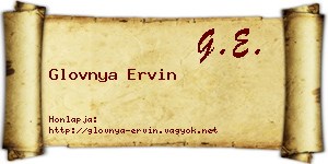 Glovnya Ervin névjegykártya